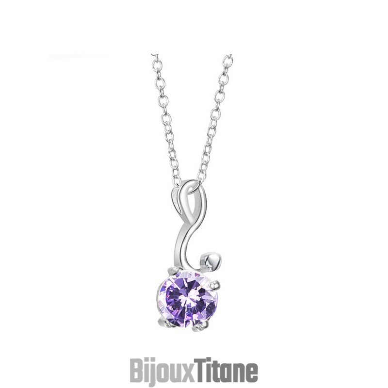 Collier En Titane Plaqué Platine Avec Diamants Pour Femme