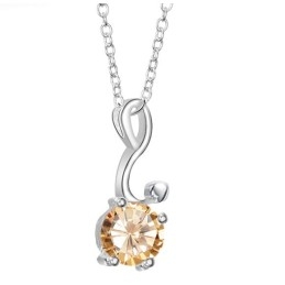 Collier En Titane Plaqué Platine Avec Diamants Pour Femme