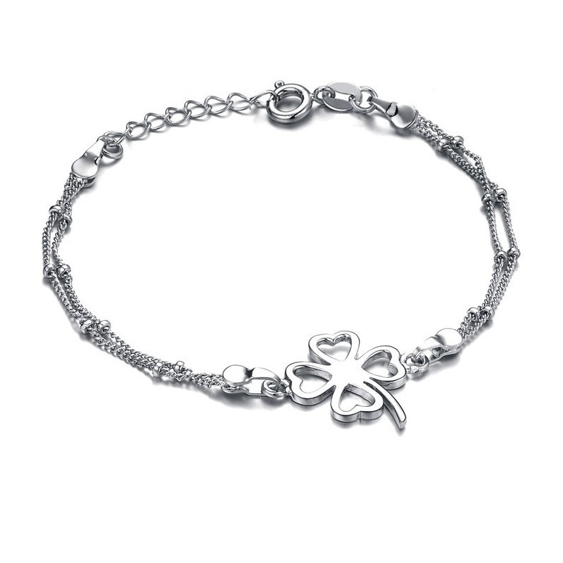 Bracelet De Cheville En Titane Plaqué Platine En Forme De Trèfle Pour Femme, Qualité Et Quantité Garanties Bracelet De Cheville En Titane Plaqué Platine En Forme De Trèfle Pour Femme, Qualité Et Quantité Garanties