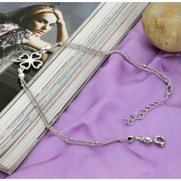 Bracelet De Cheville En Titane Plaqué Platine En Forme De Trèfle Pour Femme, Qualité Et Quantité Garanties