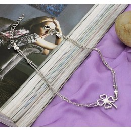 Bracelet De Cheville En Titane Plaqué Platine En Forme De Trèfle Pour Femme, Qualité Et Quantité Garanties