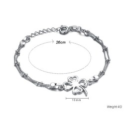 Bracelet De Cheville En Titane Plaqué Platine En Forme De Trèfle Pour Femme, Qualité Et Quantité Garanties