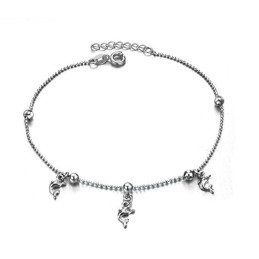 Bracelet De Cheville En Titane Plaqué Platine En Forme De Dauphin Femelle De Haute Qualité