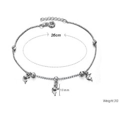 Bracelet De Cheville En Titane Plaqué Platine En Forme De Dauphin Femelle De Haute Qualité