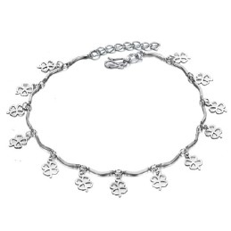 Bracelet De Cheville En Titane Plaqué Platine En Forme De Trèfle Pour Femme, Qualité Et Quantité Garanties