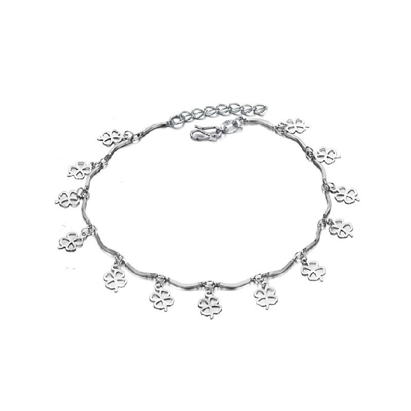 Bracelet De Cheville En Titane Plaqué Platine En Forme De Trèfle Pour Femme, Qualité Et Quantité Garanties Bracelet De Cheville En Titane Plaqué Platine En Forme De Trèfle Pour Femme, Qualité Et Quantité Garanties