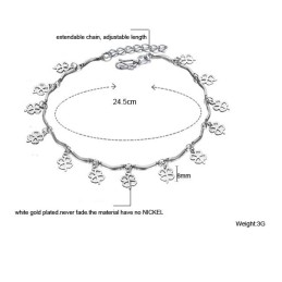 Bracelet De Cheville En Titane Plaqué Platine En Forme De Trèfle Pour Femme, Qualité Et Quantité Garanties