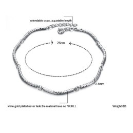 Bracelet De Cheville En Titane Plaqué Platine Pour Femme De Qualité Supérieure