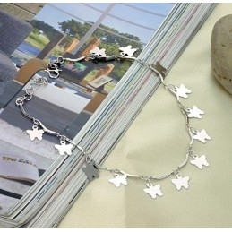 Bracelet De Cheville En Titane Plaqué Platine En Forme De Papillon Pour Femme, De Réputation Fiable