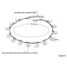 Bracelet De Cheville En Titane Plaqué Platine En Forme De Papillon Pour Femme, De Réputation Fiable