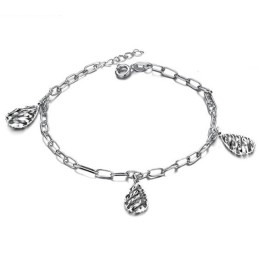Bracelet De Cheville En Titane Plaqué Platine Creux Pour Femme De Qualité Supérieure