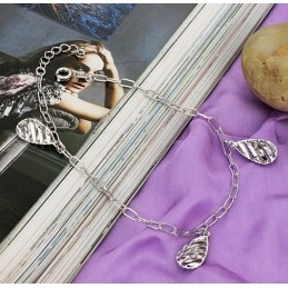 Bracelet De Cheville En Titane Plaqué Platine Creux Pour Femme De Qualité Supérieure