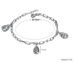 Bracelet De Cheville En Titane Plaqué Platine Creux Pour Femme De Qualité Supérieure
