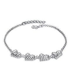 Bracelet De Cheville En Titane Plaqué Platine Pour Femme, D'Excellente Qualité, Creux Et En Forme De Cœur