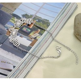 Bracelet De Cheville En Titane Plaqué Pour Femme, D'Excellente Qualité, Creux Et En Forme De Cœur