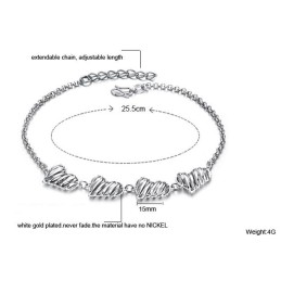 Bracelet De Cheville En Titane Plaqué Pour Femme, D'Excellente Qualité, Creux Et En Forme De Cœur