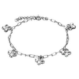 La Reine De La Qualité Bracelet De Cheville En Titane Plaqué Platine En Forme De Trèfle Pour Femme