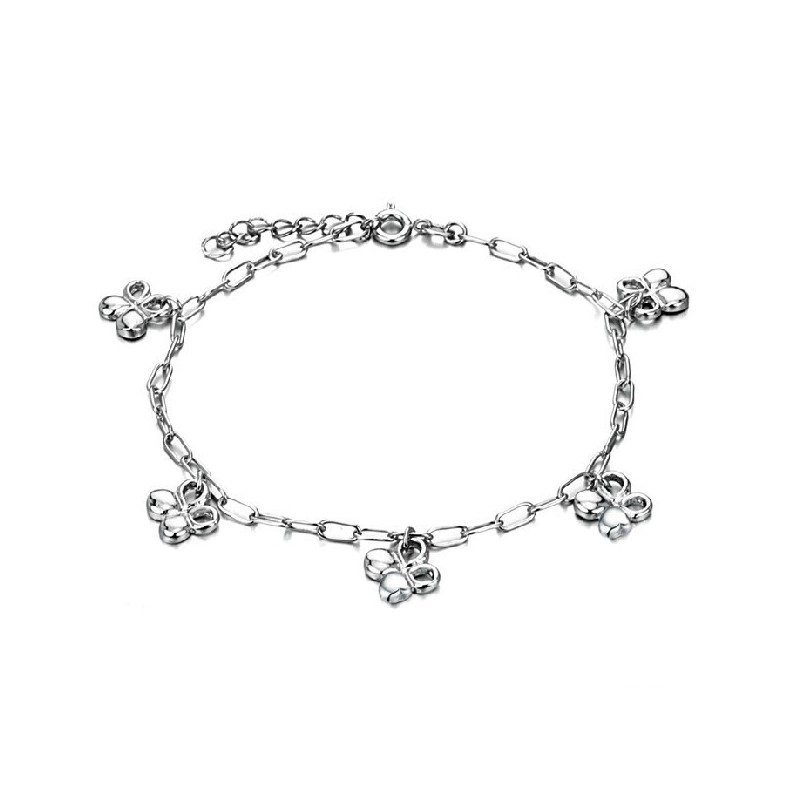 La Reine De La Qualité Bracelet De Cheville En Titane Plaqué Platine En Forme De Trèfle Pour Femme La Reine De La Qualité Bracelet De Cheville En Titane Plaqué Platine En Forme De Trèfle Pour Femme