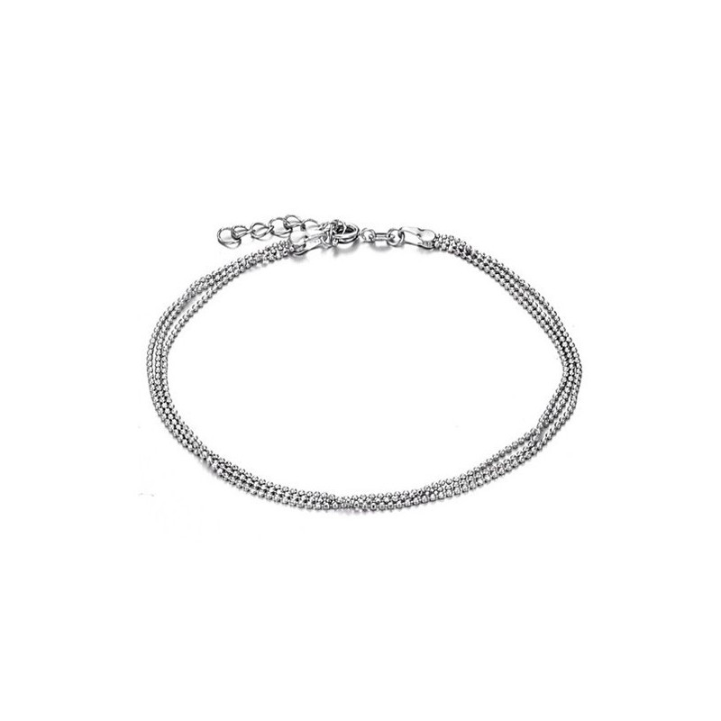 Bracelet De Cheville En Titane Plaqué Platine Pour Femme De Haute Qualité Avec Perles Bracelet De Cheville En Titane Plaqué Platine Pour Femme De Haute Qualité Avec Perles