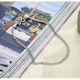Bracelet De Cheville En Titane Plaqué Platine Pour Femme De Haute Qualité Avec Perles