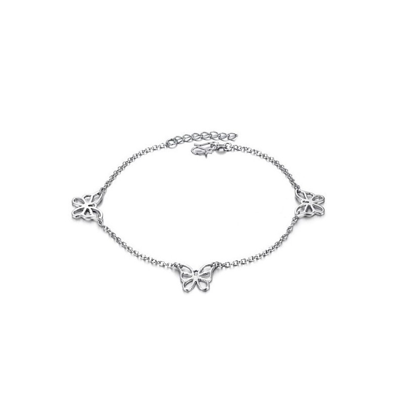 Bracelet De Cheville En Titane Plaqué Platine À Motif Papillon Pour Femme, Qualité Et Quantité Garanties