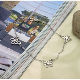 Bracelet De Cheville En Titane Plaqué Platine À Motif Papillon Pour Femme, Qualité Et Quantité Garanties