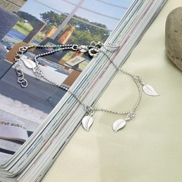 Bracelet De Cheville En Titane Plaqué Platine En Forme De Feuille Pour Femme D'Excellente Qualité