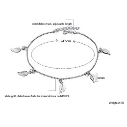 Bracelet De Cheville En Titane Plaqué Platine En Forme De Feuille Pour Femme D'Excellente Qualité