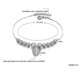 Pour Jouir D'Une Excellente Réputation Au Pays Et À L'Étranger, Bracelet De Cheville Creux En Titane Plaqué Platine Pour Femme