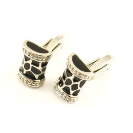 Boutons De Manchette En Titane Avec Tambour À Fleurs Noires