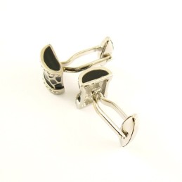 Boutons De Manchette En Titane Avec Tambour À Fleurs Noires