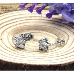 Boucles D'Oreilles En Titane Plaqué Platine Et Diamant, Réputées Pour Leur Qualité Supérieure, Hypoallergéniques.