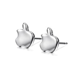 Boucles D'Oreilles En Titane Plaqué Platine En Forme De Pomme Pour Femme, Faciles À Utiliser