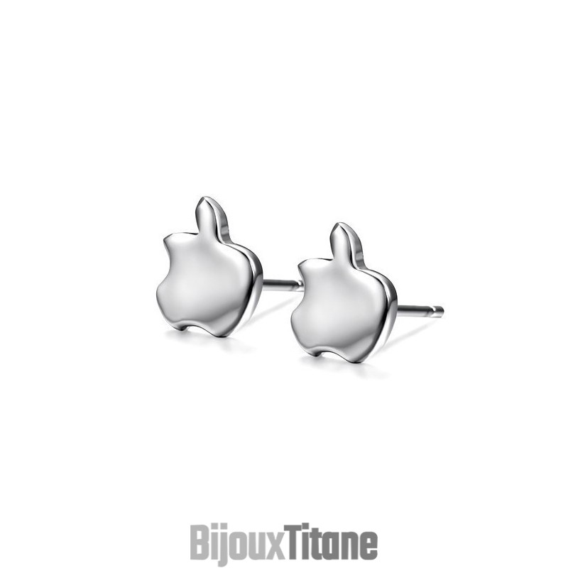Boucles D'Oreilles En Titane Plaqué Platine En Forme De Pomme Pour Femme, Faciles À Utiliser Boucles D'Oreilles En Titane Plaqué Platine En Forme De Pomme Pour Femme, Faciles À Utiliser