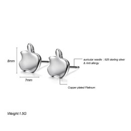 Boucles D'Oreilles En Titane Plaqué Platine En Forme De Pomme Pour Femme, Faciles À Utiliser