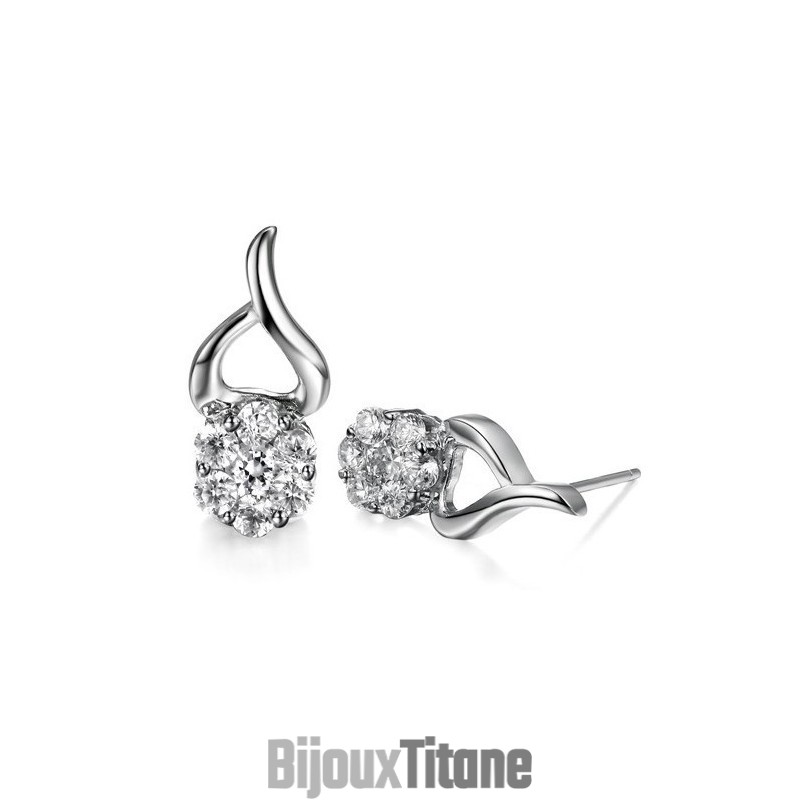 Boucles D'Oreilles En Titane Plaqué Platine Et Diamant Pour Femme, Hypoallergéniques, Vendues Dans Le Monde Entier
