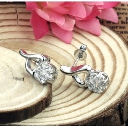 Boucles D'Oreilles En Titane Plaqué Platine Et Diamant Pour Femme, Hypoallergéniques, Vendues Dans Le Monde Entier