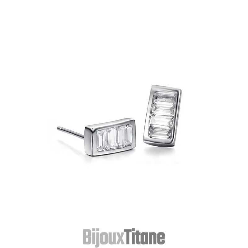 Boucles D'Oreilles En Titane Plaqué Platine Pour Femme De Qualité Supérieure Avec Diamant