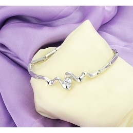 Bracelet Classique En Titane Plaqué Platine Avec Strass Pour Femme