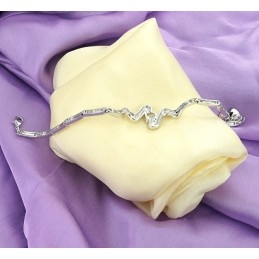 Bracelet Classique En Titane Plaqué Platine Avec Strass Pour Femme