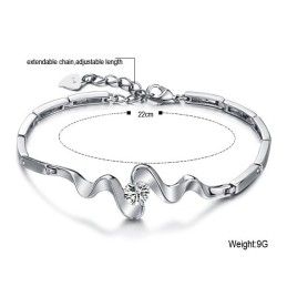 Bracelet Classique En Titane Plaqué Platine Avec Strass Pour Femme