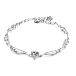 Bracelet En Titane Plaqué Platine Pour Femme De Haute Qualité Avec Strass