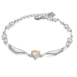 Bracelet En Titane Plaqué Platine Pour Femme De Haute Qualité Avec Strass