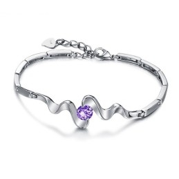 Bracelet En Titane Plaqué Platine Violet De Haute Qualité Pour Femme Avec Diamant