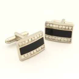 Boutons De Manchette Oblongs Classiques En Titane Et Plaqué Noir