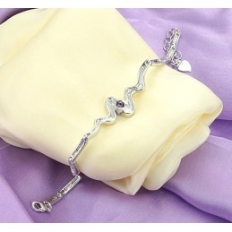 Bracelet En Titane Plaqué Platine Violet De Haute Qualité Pour Femme Avec Diamant