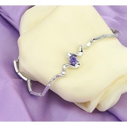 Bracelet En Titane Plaqué Platine Violet De Haute Qualité Pour Femme Avec Diamant