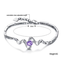 Bracelet En Titane Plaqué Platine Violet De Haute Qualité Pour Femme Avec Diamant
