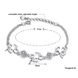 Bracelet En Titane Plaqué Platine Avec Diamants En Forme De Trèfle Pour Femme, La Reine De La Qualité