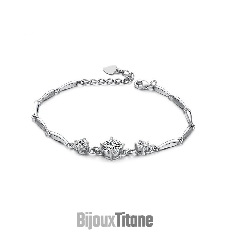 Bracelet En Titane Plaqué Platine Pour Femme, De Qualité Stable, Avec Diamant Bracelet En Titane Plaqué Platine Pour Femme, De Qualité Stable, Avec Diamant
